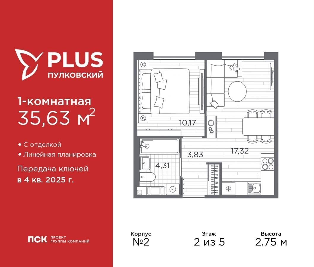 квартира г Санкт-Петербург р-н Московский ш Пулковское 24 ЖК Пулковский округ Пулковский меридиан фото 1