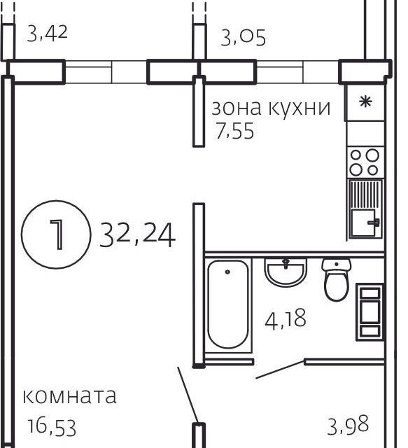 квартира г Челябинск р-н Курчатовский Парковый городской округ Челябинск, Маршала Чуйкова, 28 стр фото 1