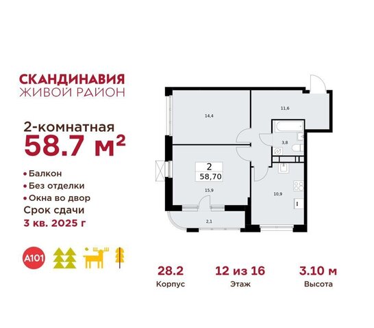 жилой район «Скандинавия» метро Коммунарка стр. 28. 2, Московская область фото