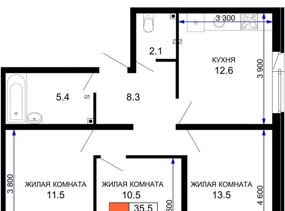 квартира г Краснодар р-н Прикубанский ЖК «Дыхание» фото 1