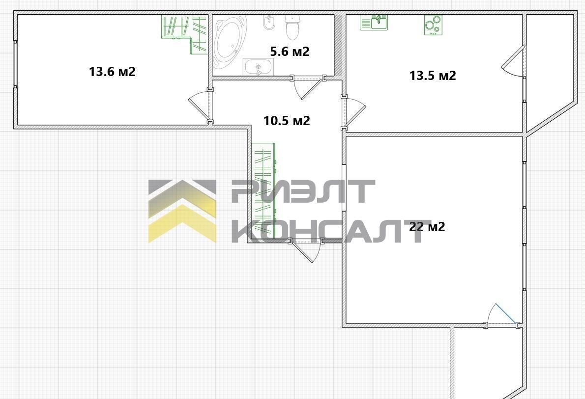 квартира г Омск р-н Кировский б-р Архитекторов 13 Кировский АО фото 31