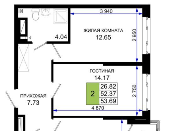 квартира г Ростов-на-Дону р-н Октябрьский пер Нефтекачка ЖК «Октябрь Парк» фото 1