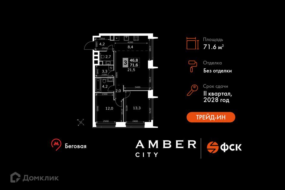 квартира г Москва Северный административный округ, Жилой комплекс «Амбер Сити» фото 1