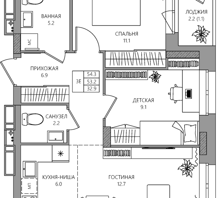 квартира р-н Пермский д Кондратово ул Водопроводная 5 фото 1