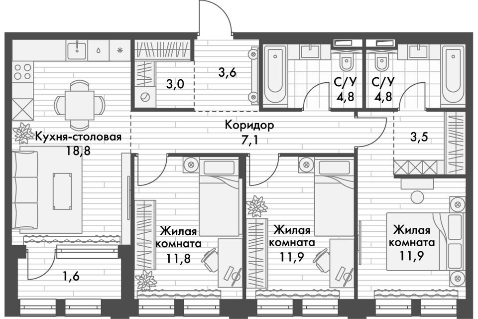 квартира г Владивосток р-н Ленинский ул Крылова 10 Владивостокский городской округ, к 3 стр фото 1