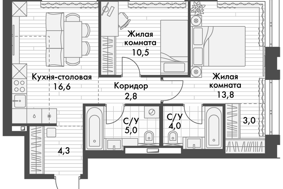 квартира г Владивосток р-н Ленинский ул Крылова 10 Владивостокский городской округ, к 3 стр фото 1