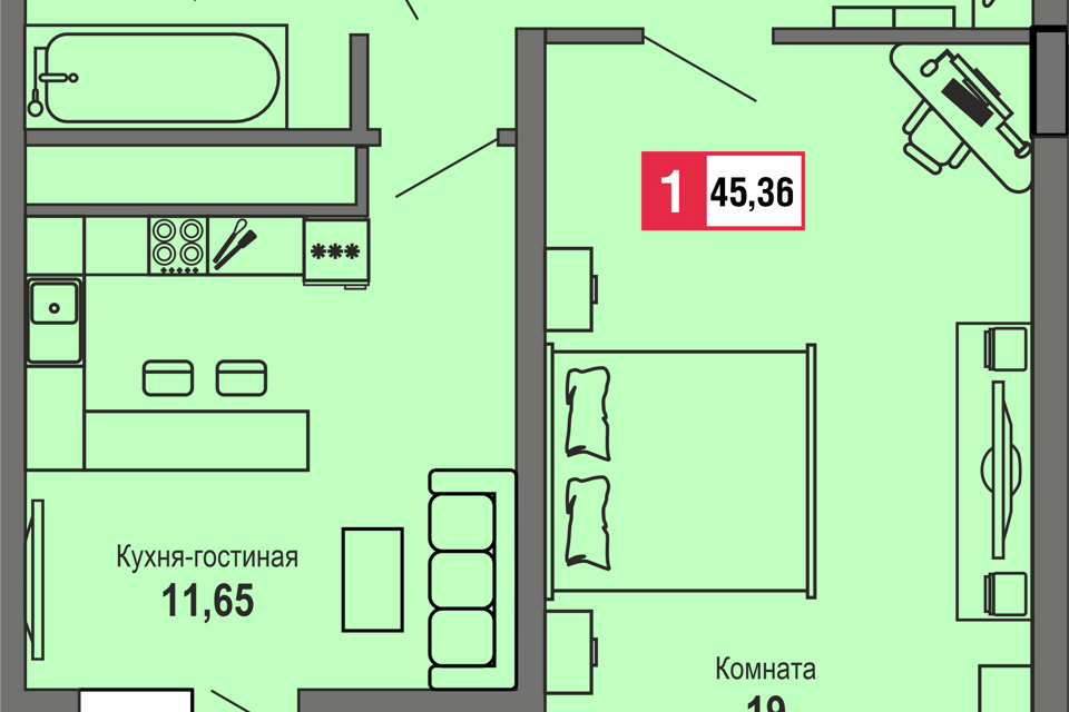 квартира г Тверь р-н Пролетарский Тверь городской округ, микрорайон Брусилово фото 1