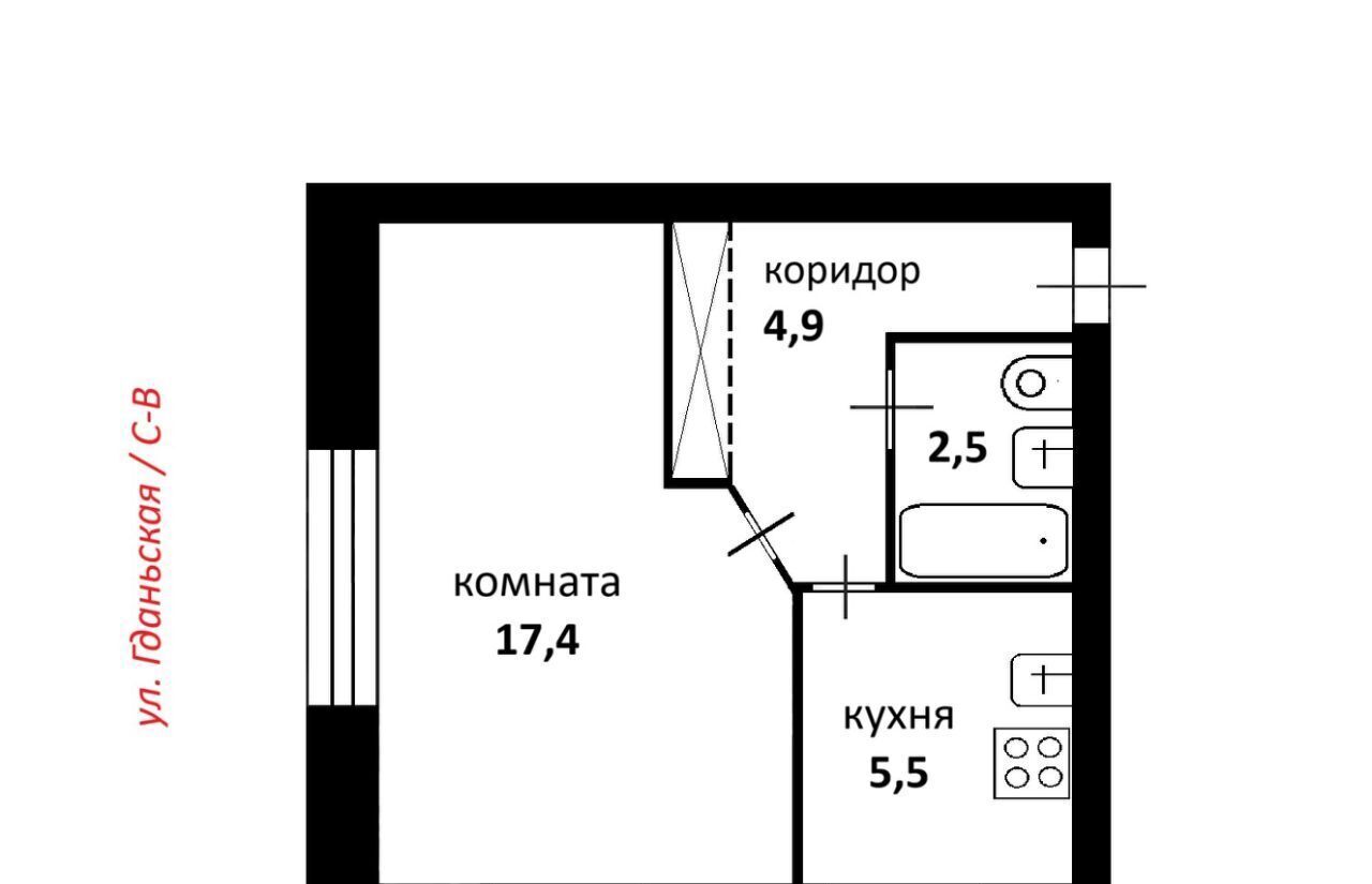 квартира г Санкт-Петербург метро Удельная ул Гданьская 10 округ Светлановское фото 23