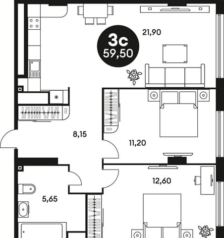 квартира р-н Кировский дом 3 фото