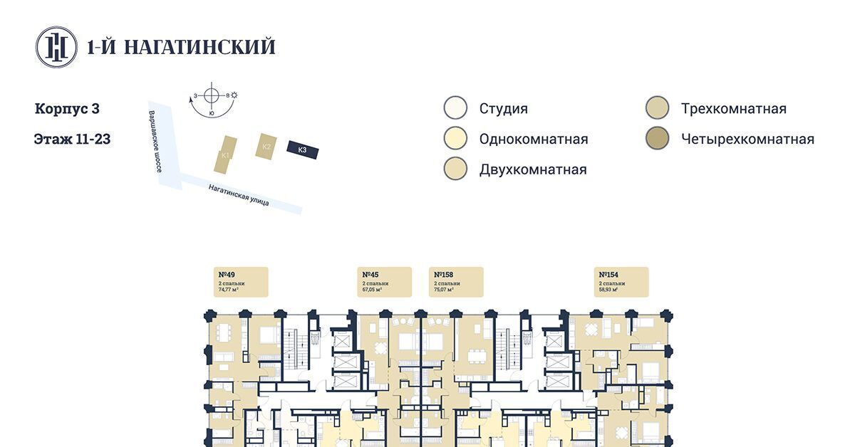 квартира г Москва метро Нагатинская ЖК «1-й Нагатинский» муниципальный округ Нагатино-Садовники фото 2