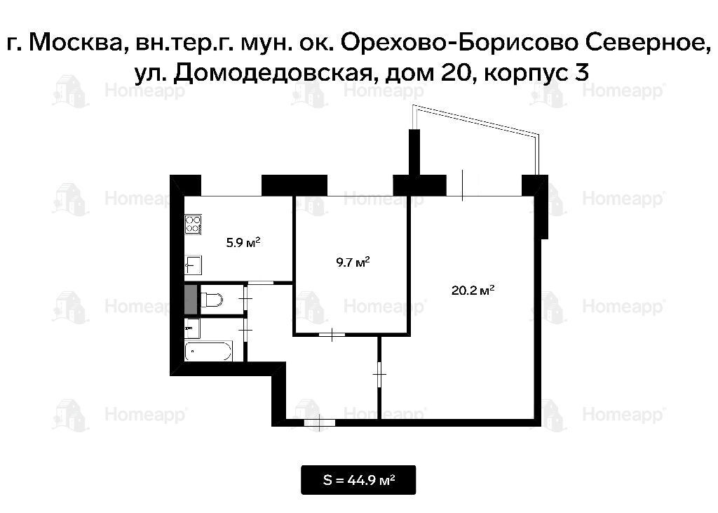 квартира г Москва метро Орехово ул Домодедовская 20к/3 фото 16