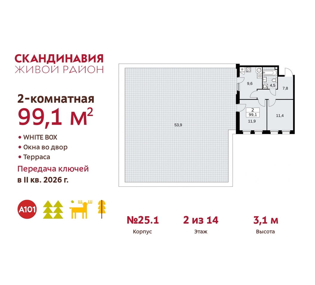 квартира г Москва п Сосенское б-р Скандинавский 25/1 жилой район «Скандинавия» Сосенское, Бутово фото 1