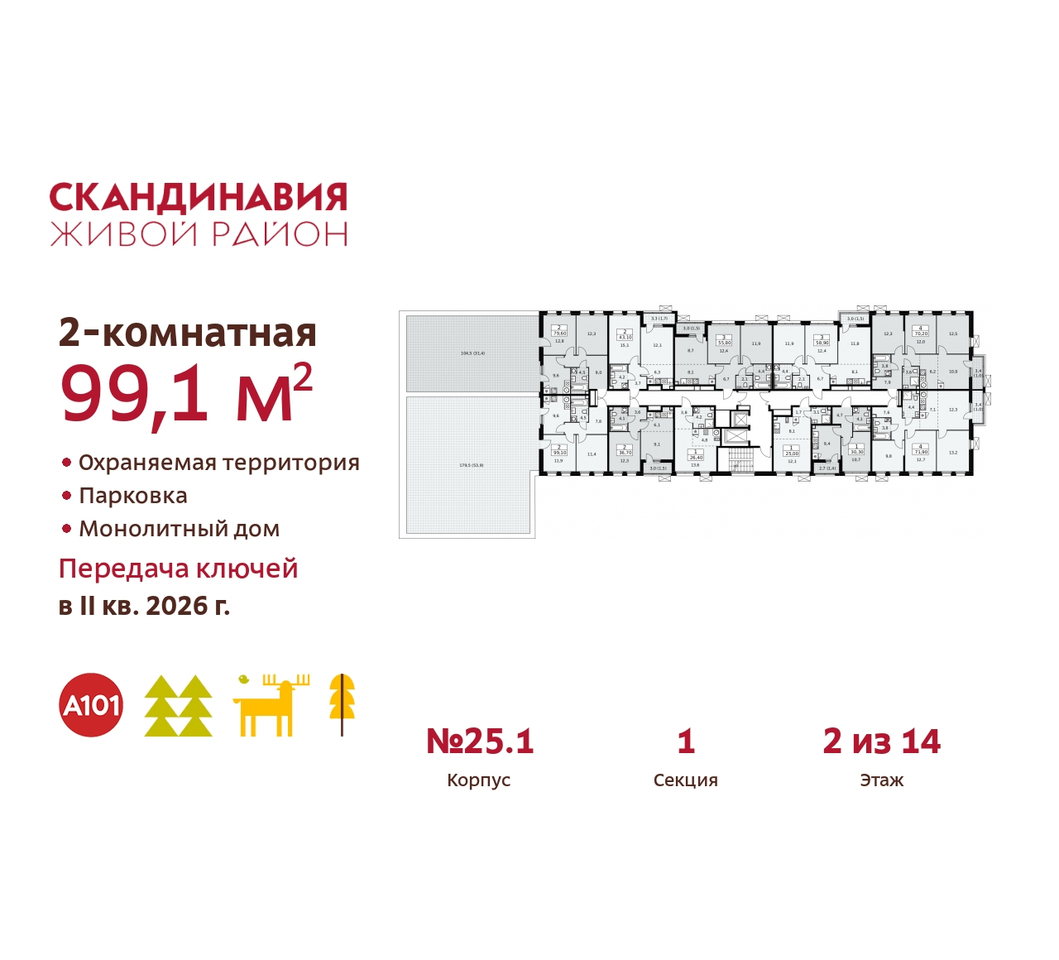 квартира г Москва п Сосенское б-р Скандинавский 25/1 жилой район «Скандинавия» Сосенское, Бутово фото 2