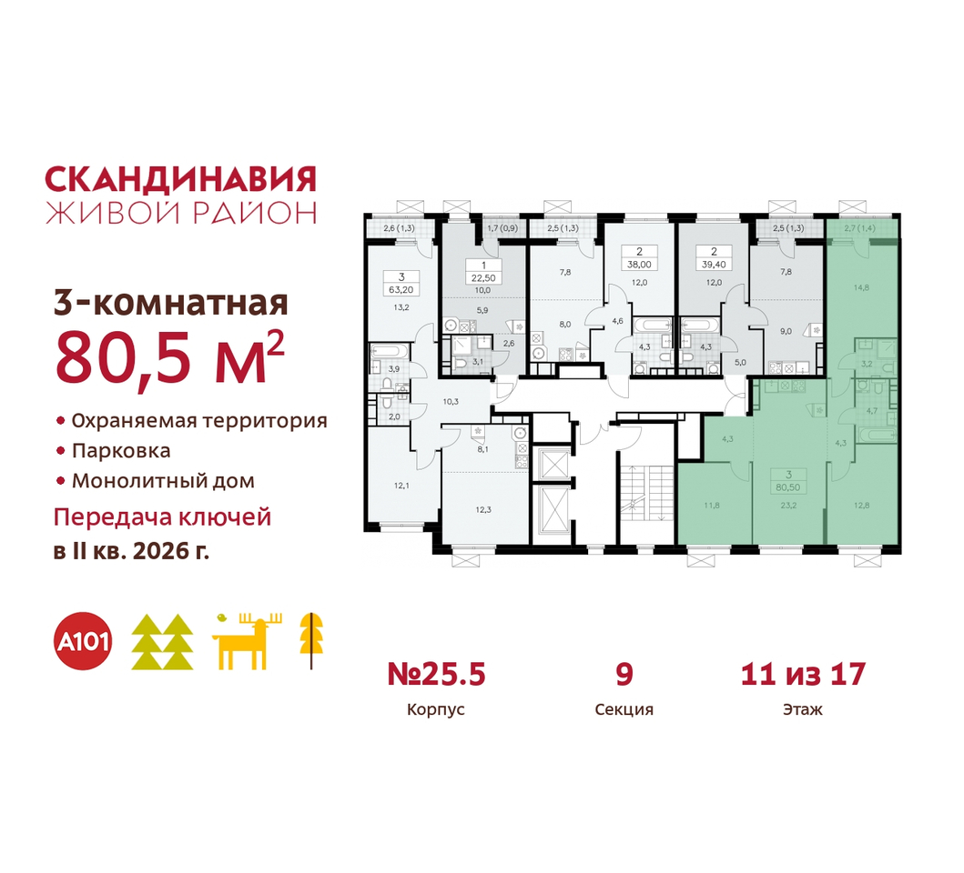 квартира г Москва п Сосенское б-р Скандинавский 25/5 жилой район «Скандинавия» Сосенское, Бутово фото 2