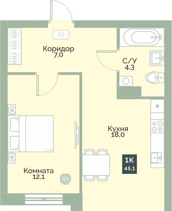 квартира г Курган мкр 3-й п Заозерный ЖК «Районы-Кварталы» жилрайон фото 1