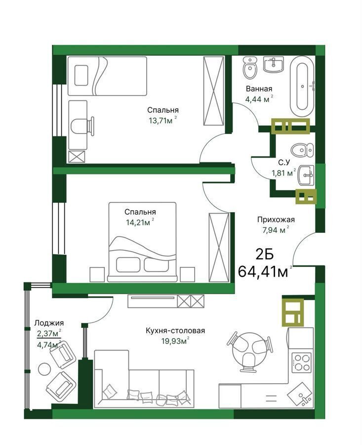 квартира г Тольятти р-н Автозаводский ул Маршала Жукова 4 д. 58 фото 22