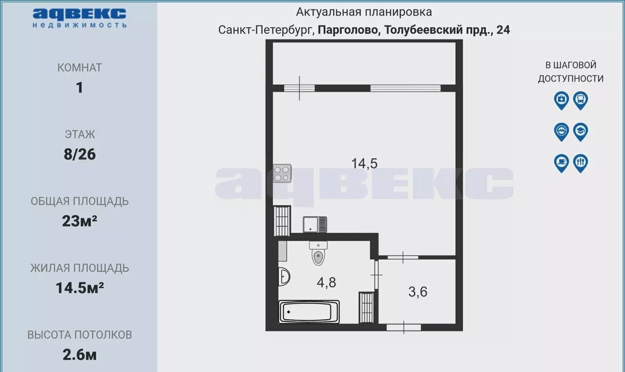 квартира г Санкт-Петербург п Парголово проезд Толубеевский 24 ЖК «Северная Долина» метро Парнас фото 3