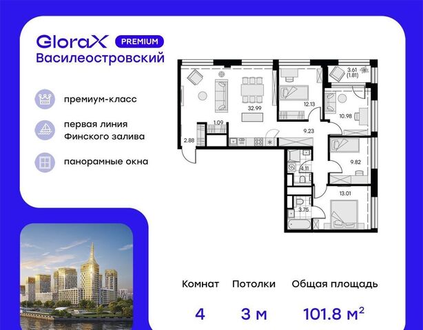 метро Приморская Невская Губа ЖК «GloraX Premium Василеостровский» уч. 11 фото