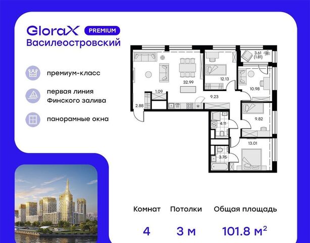 метро Приморская Невская Губа ЖК «GloraX Premium Василеостровский» уч. 11 фото