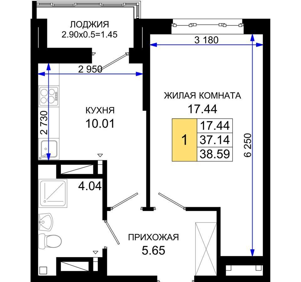 квартира г Ростов-на-Дону р-н Октябрьский пер Элеваторный ЖК «Октябрь Парк» поз. 1. 1 фото 2