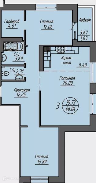 квартира г Новосибирск р-н Октябрьский ул Кирова 11 ЖК «Облака» городской округ Новосибирск фото 1