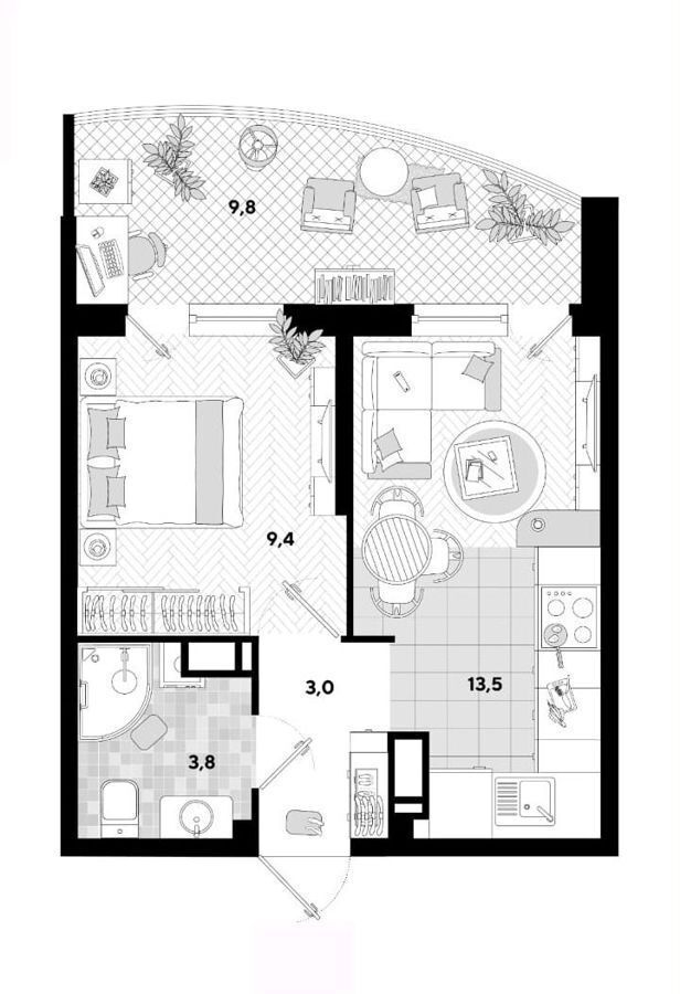 квартира г Краснодар р-н Прикубанский ул им. Константина Гондаря 109 фото 9