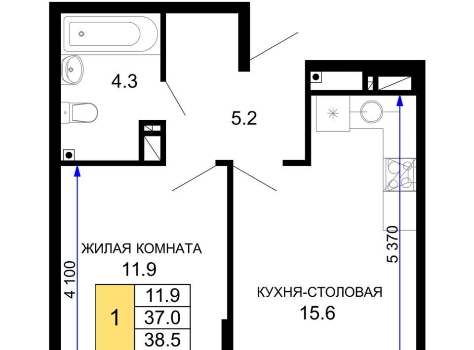 квартира г Краснодар р-н Прикубанский ЖК «Дыхание» фото 1