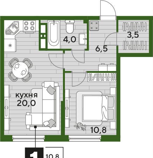 квартира г Краснодар р-н Прикубанский ул Красных Партизан 3 Мкр. «DOGMA PARK» фото 2