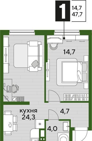 квартира г Краснодар р-н Прикубанский Мкр. «DOGMA PARK» ул. Красных Партизан/Азовская, лит. 5 фото 2