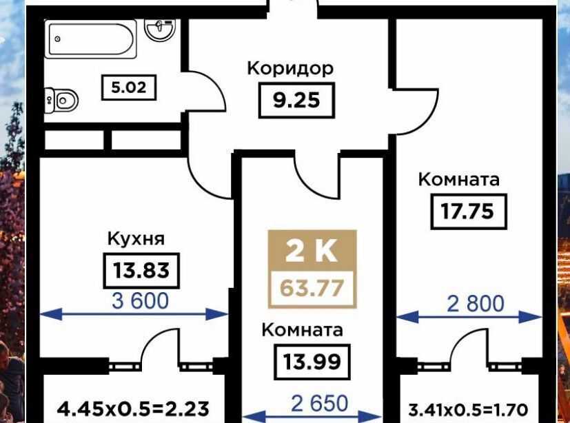 квартира г Краснодар р-н Прикубанский ул Школьная 1 ЖК «Сердце» фото 4