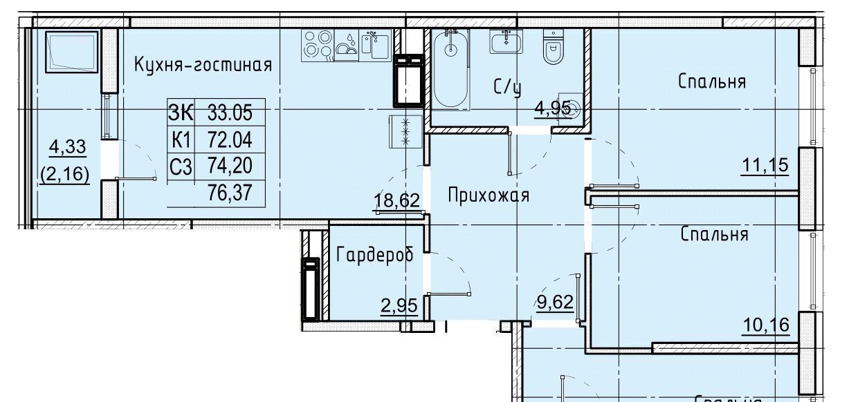 квартира г Ставрополь р-н Промышленный № 36 мкр, ЖК Фруктовый сад фото 1