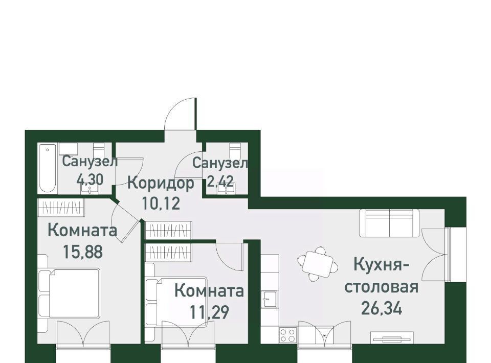 квартира г Екатеринбург р-н Ленинский Чкаловская Твоя Привилегия жилой комплекс фото 1