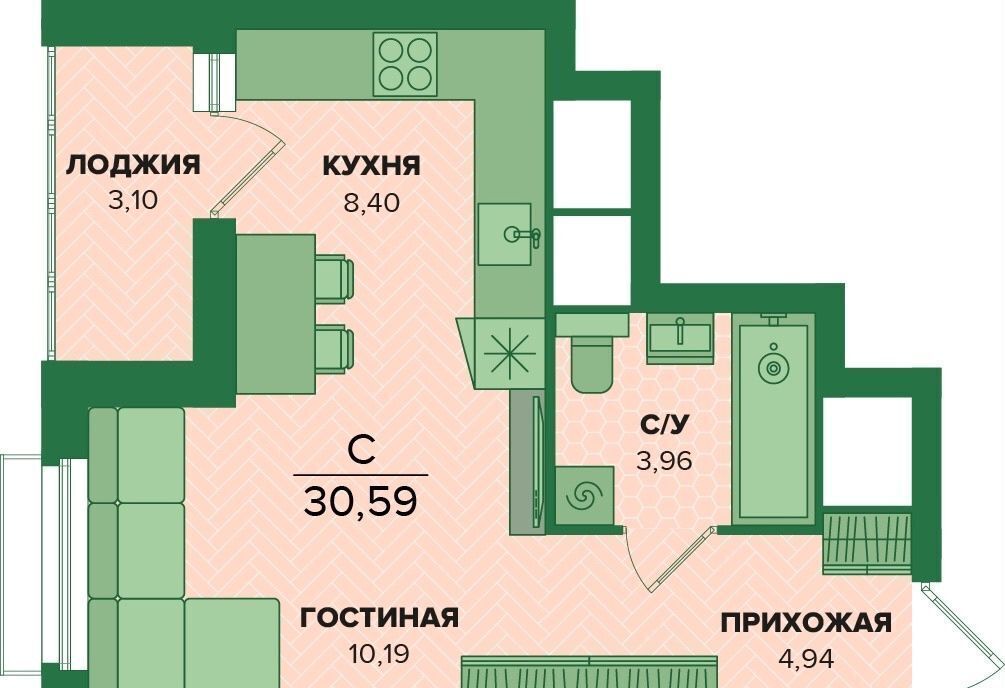 квартира г Тула р-н Центральный ЖК Суворовский 1 квартал «Б», 2» фото 2