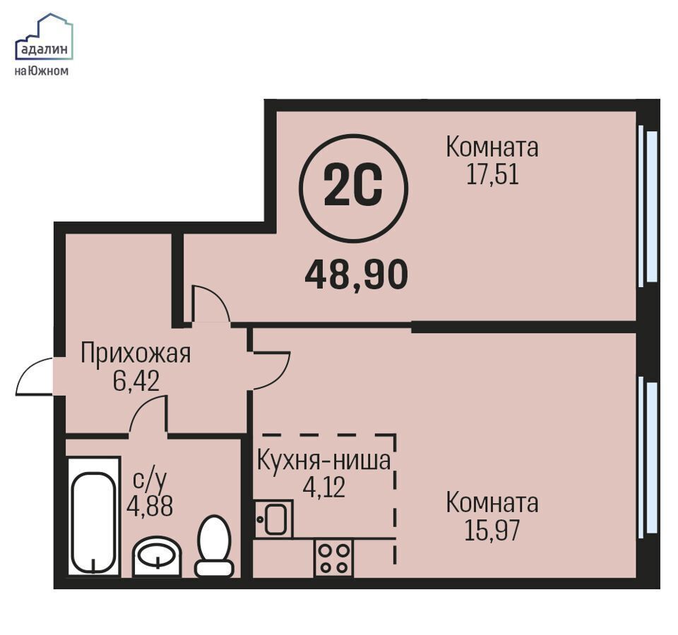 квартира г Барнаул рп Южный р-н Центральный проезд Южный 15 корп. 3, блок-секция 1 фото 1