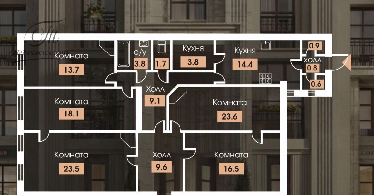 квартира г Санкт-Петербург метро Площадь Восстания Пески ул 8-я Советская 21 округ Смольнинское фото 5