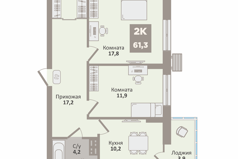 квартира г Курган Курган городской округ, 12-й микрорайон, 4 стр фото 1