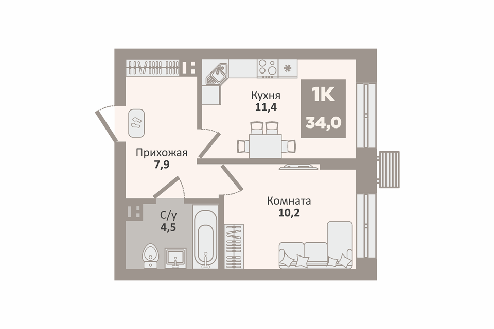 квартира г Курган Курган городской округ, 12-й микрорайон, 4 стр фото 1