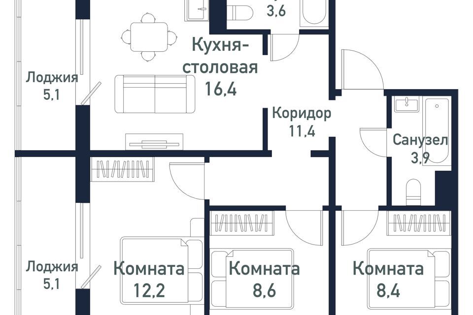 квартира р-н Сосновский п Пригородный жилой комплекс Парковый Премиум фото 1