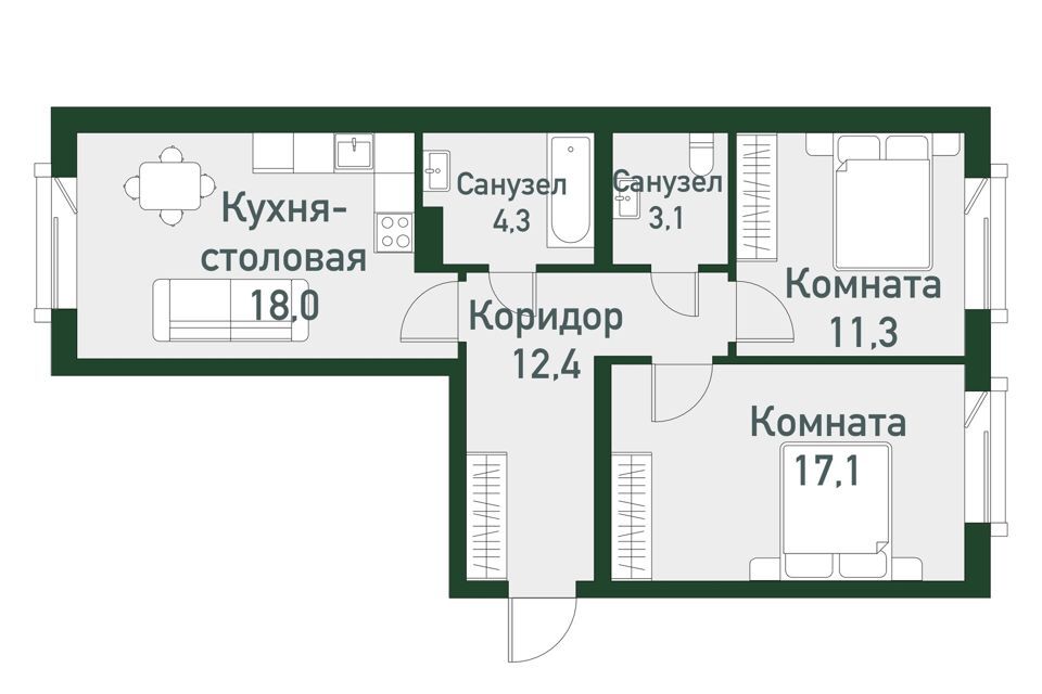 квартира г Челябинск р-н Советский городской округ Челябинск, Привилегия м-н фото 1