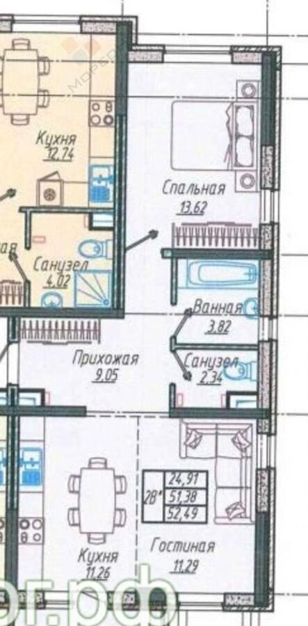 квартира г Краснодар р-н Прикубанский ул им. генерала Корнилова 10 ЖК «Облака» корп. 1 фото 12