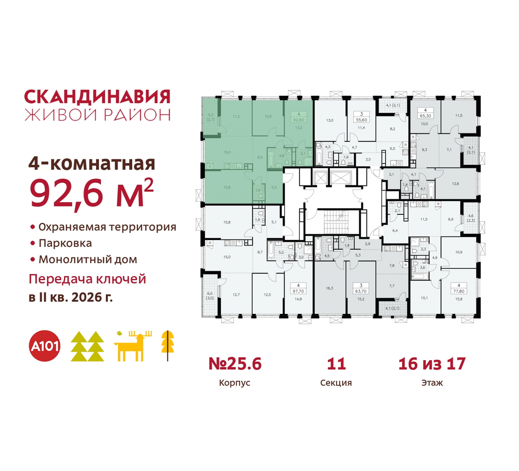 квартира г Москва п Сосенское б-р Скандинавский 25/6 жилой район «Скандинавия» Сосенское, Бутово фото 2