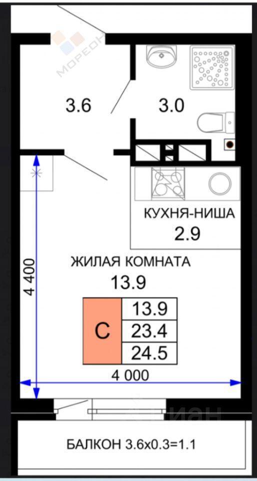 квартира г Краснодар р-н Прикубанский ул им. лётчика Позднякова фото 11