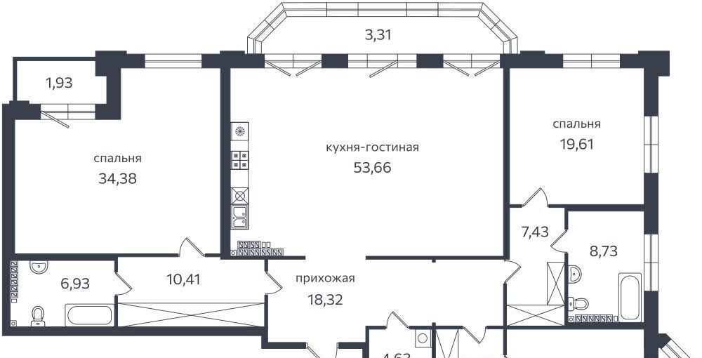 квартира г Санкт-Петербург метро Крестовский Остров коса Петровская 1к/2 фото 1