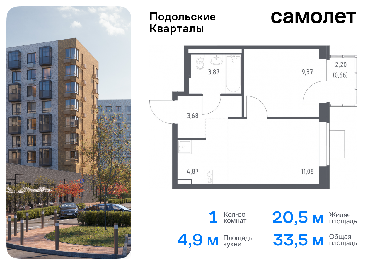 квартира г Москва п Рязановское ЖК «Подольские кварталы» метро Бунинская аллея Щербинка, к 3 фото 1