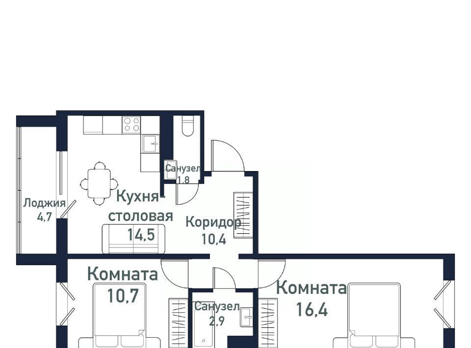 квартира п Западный р-н мкр Притяжение ул имени ефрейтора Потехина 2 Кременкульское с/пос фото 1