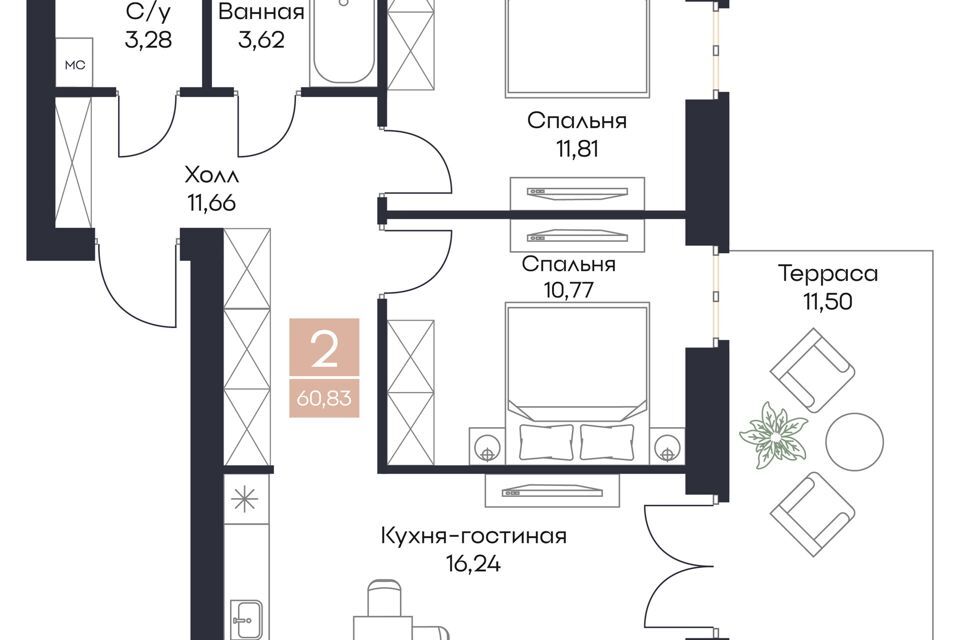 квартира р-н Рязанский с Поляны Жилой комплекс Поляна фото 1