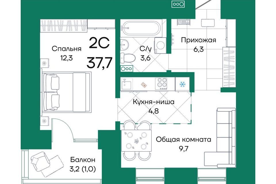 квартира г Барнаул ул Просторная 390/1 Барнаул городской округ фото 2