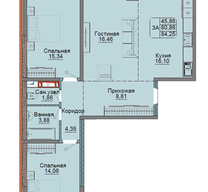 квартира г Краснодар р-н Прикубанский проезд им. Репина 3 Краснодар городской округ фото 1