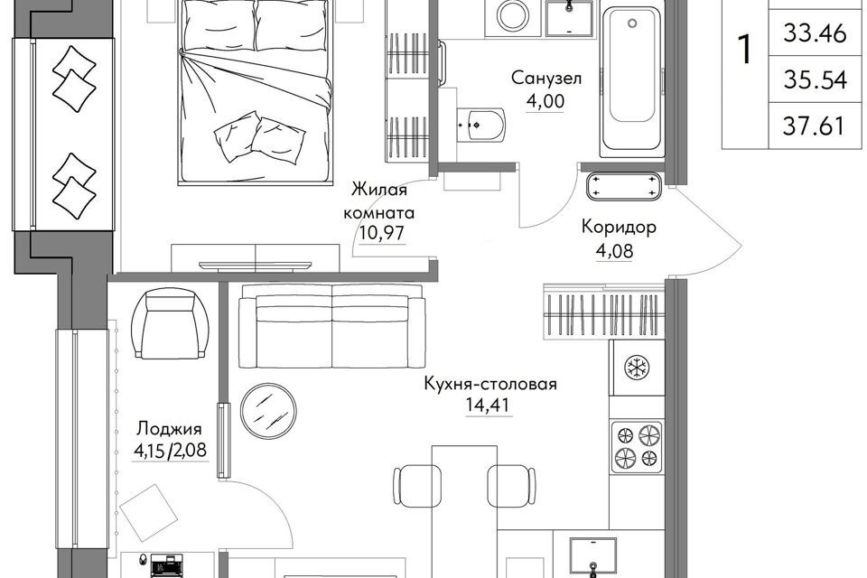 квартира г Калуга Калуга городской округ, жилые кварталы Острова фото 1