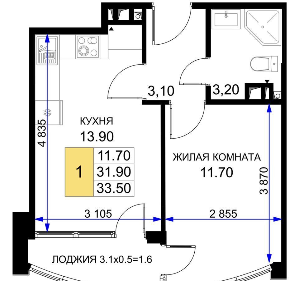 квартира р-н Анапский г Анапа проезд Межсанаторный 6 д. 20 фото 30